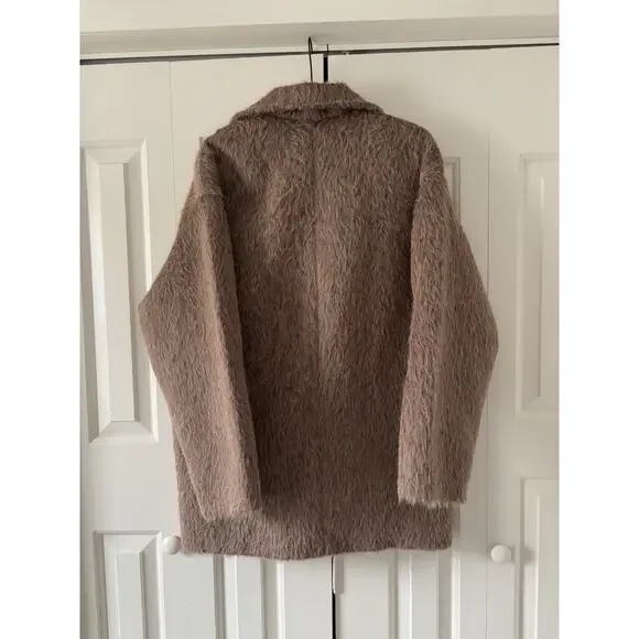 Women Faux Fur Jacket Soft Warm Plush Coat Outerwear Elegant Chic - Picture 8 of 10